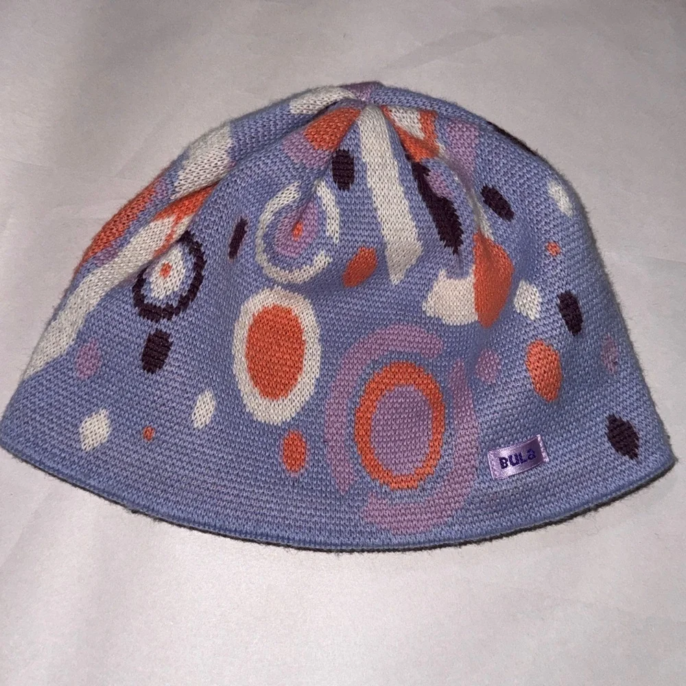Bula women’s purple abstract fleece lined winter beanie hat